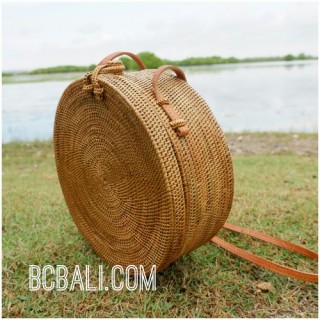 large size circle handbag ata grass rattan hand woven handmade bali